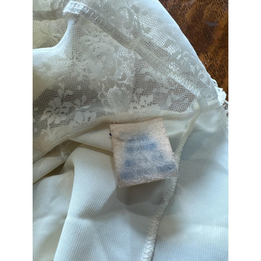 Vintage Lace Slip Dress Womens Small White Nylon Satin Full Lingerie 70s - Picture 3 of 6